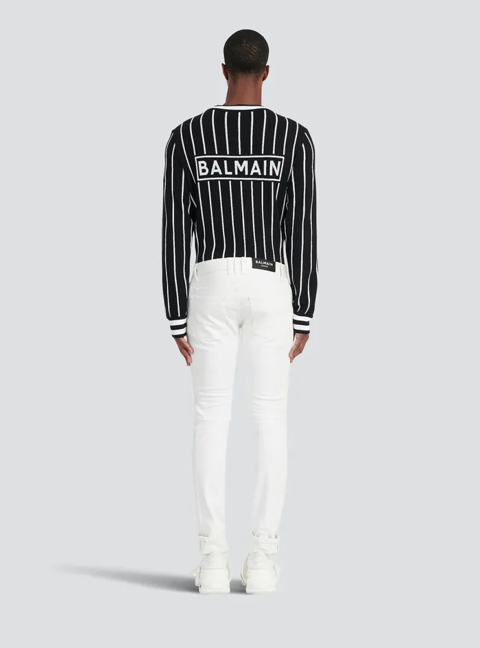 Balmain Trousers And Shorts Mens SlimCut Cotton Jeans White
