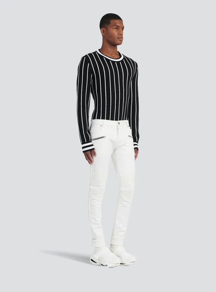 Balmain Trousers And Shorts Mens SlimCut Cotton Jeans White