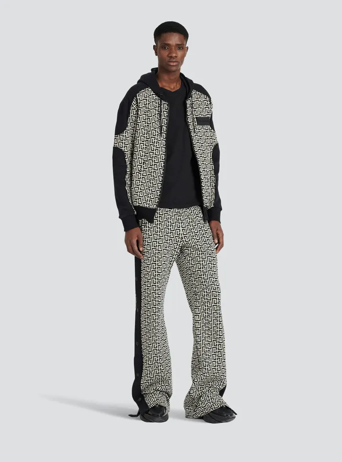 Balmain Trousers And Shorts Mens WideLegged Pyjama Pants With Balmain Monogram And Snap Buttons Black