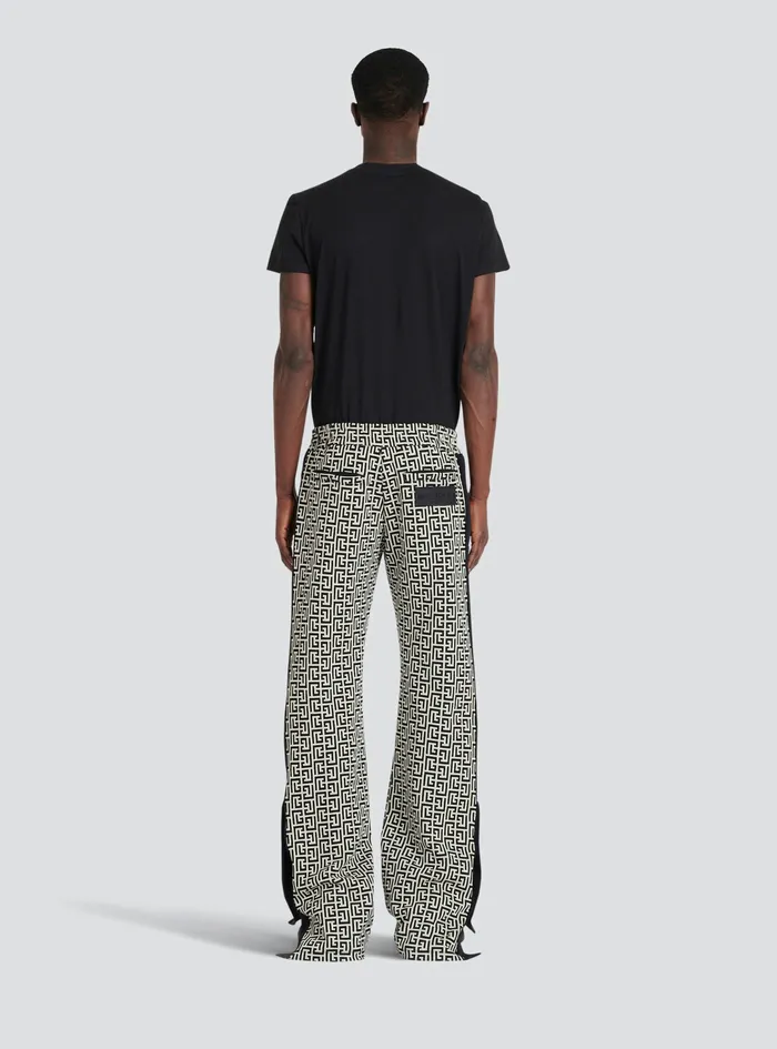 Balmain Trousers And Shorts Mens WideLegged Pyjama Pants With Balmain Monogram And Snap Buttons Black