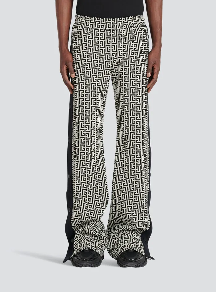 Balmain Trousers And Shorts Mens WideLegged Pyjama Pants With Balmain Monogram And Snap Buttons Black