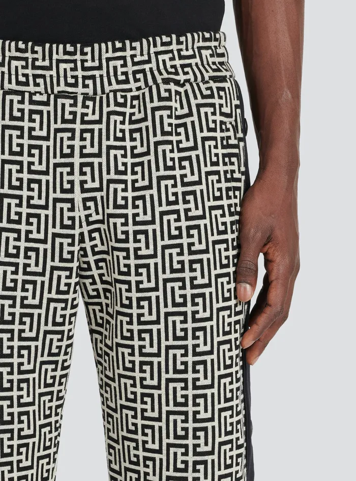 Balmain Trousers And Shorts Mens WideLegged Pyjama Pants With Balmain Monogram And Snap Buttons Black