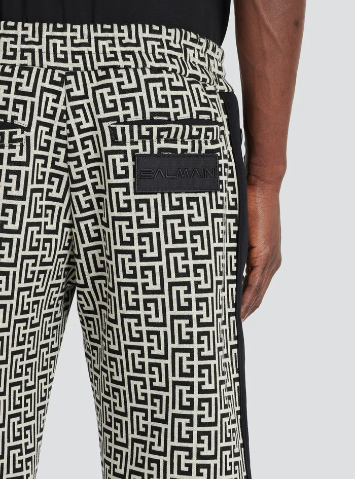 Balmain Trousers And Shorts Mens WideLegged Pyjama Pants With Balmain Monogram And Snap Buttons Black