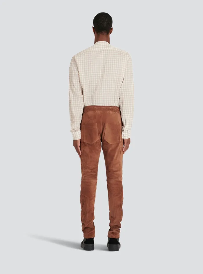 Balmain Trousers And Shorts Mens X Netflix Slim Cut Suede Pants Brown Balmain Trousers And Shorts Mens X Netflix Slim Cut Suede Pants Brown