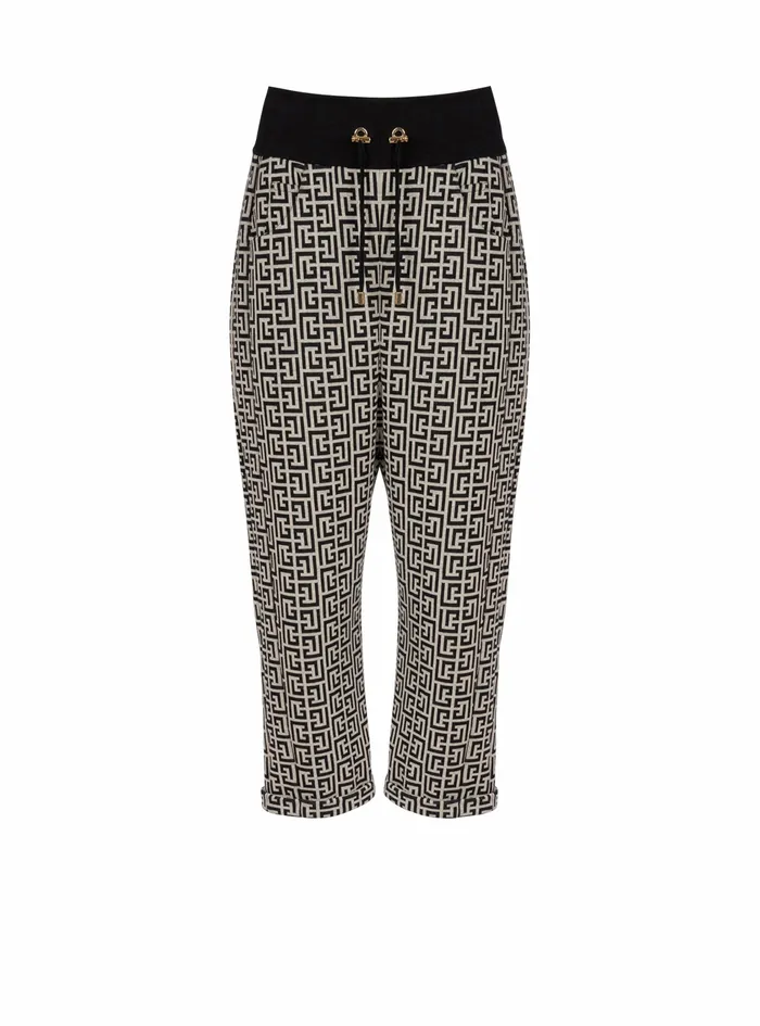 Balmain Trousers And Shorts Womens Bicolor Knit Boyfriend Cut Sweatpants With Balmain Monogram Black Balmain Trousers And Shorts Womens Bicolor Knit Boyfriend Cut Sweatpants With Balmain Monogram Black