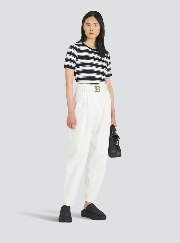 Balmain Trousers And Shorts Womens Boyfriend Cut Jeans White Balmain Trousers And Shorts Womens Boyfriend Cut Jeans White