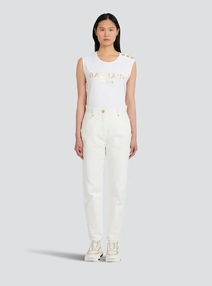 Balmain Trousers And Shorts Womens Boyfriend Cut Jeans White Balmain Trousers And Shorts Womens Boyfriend Cut Jeans White