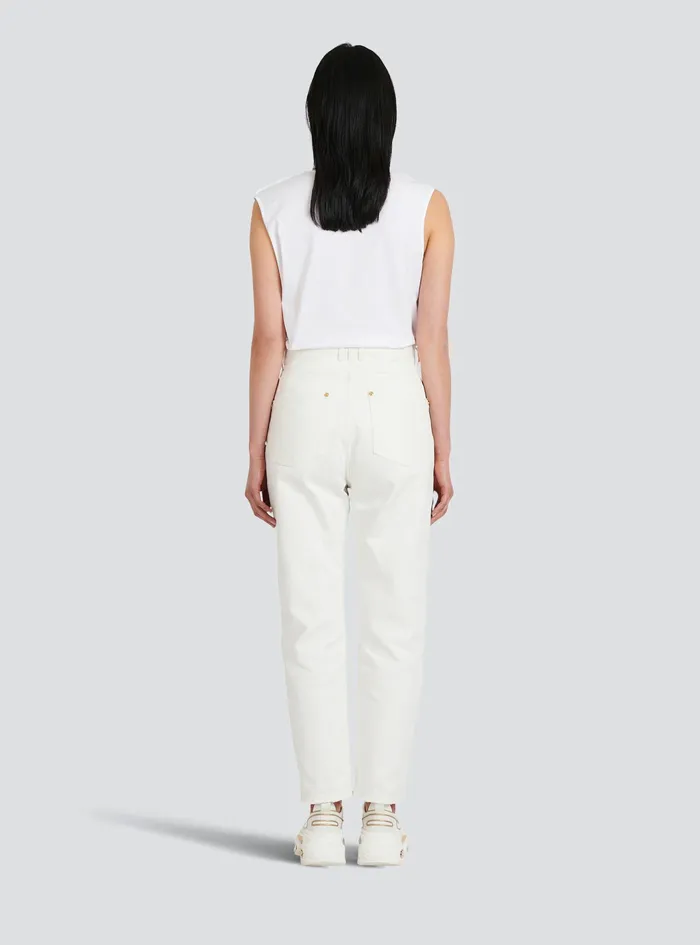 Balmain Trousers And Shorts Womens Boyfriend Cut Jeans White Balmain Trousers And Shorts Womens Boyfriend Cut Jeans White