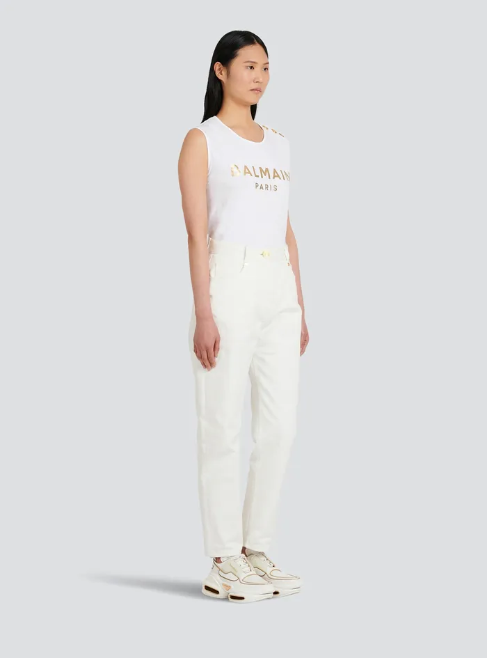 Balmain Trousers And Shorts Womens Boyfriend Cut Jeans White Balmain Trousers And Shorts Womens Boyfriend Cut Jeans White