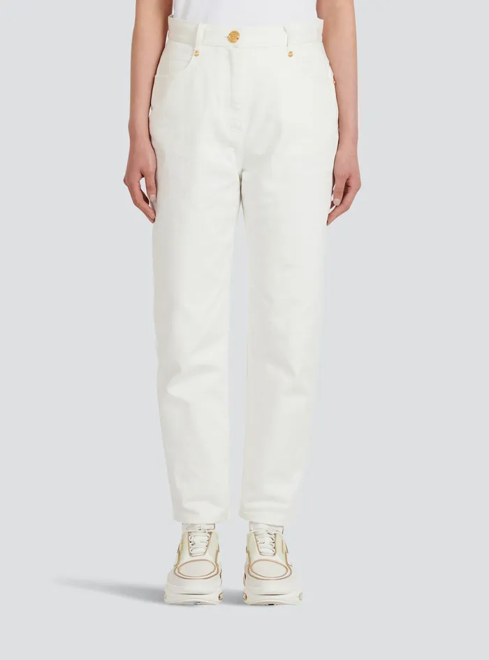 Balmain Trousers And Shorts Womens Boyfriend Cut Jeans White Balmain Trousers And Shorts Womens Boyfriend Cut Jeans White