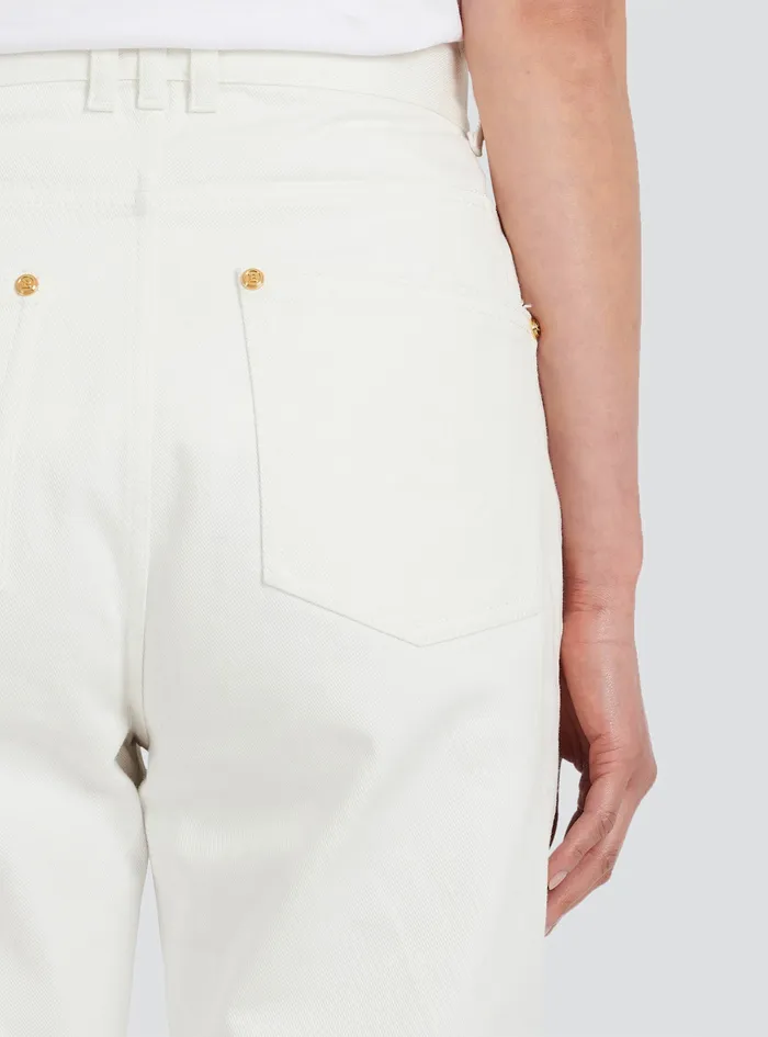 Balmain Trousers And Shorts Womens Boyfriend Cut Jeans White Balmain Trousers And Shorts Womens Boyfriend Cut Jeans White