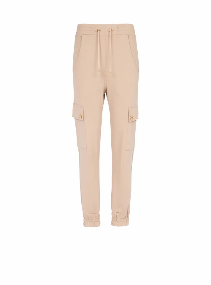 Balmain Trousers And Shorts Womens EcoDesigned Cotton Cargo Sweatpants Beige