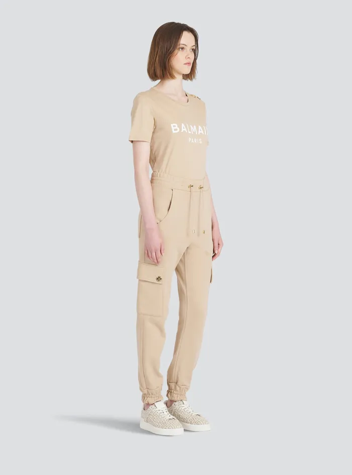 Balmain Trousers And Shorts Womens EcoDesigned Cotton Cargo Sweatpants Beige