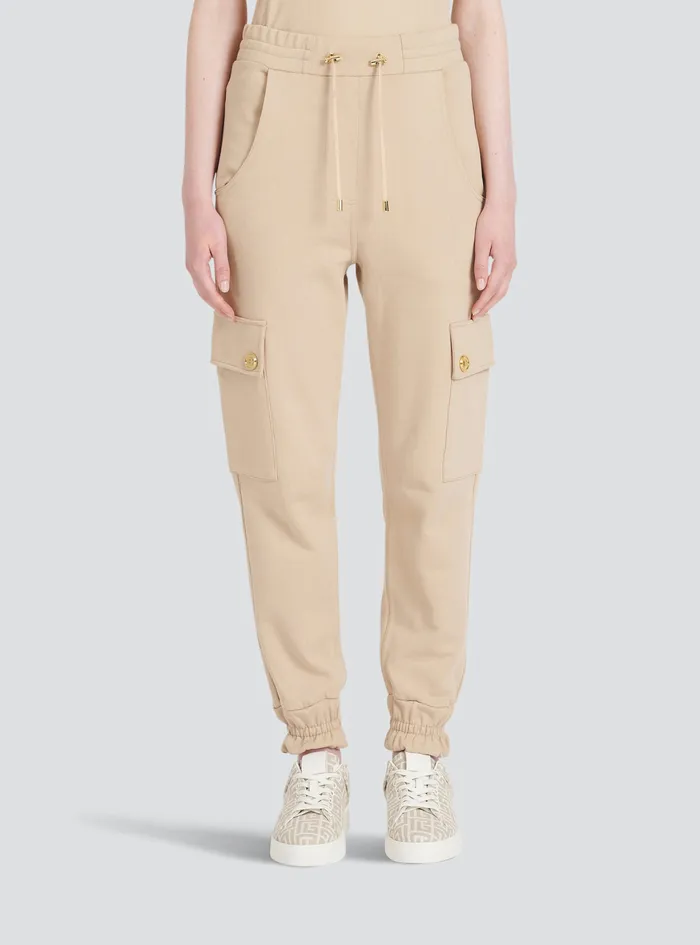 Balmain Trousers And Shorts Womens EcoDesigned Cotton Cargo Sweatpants Beige