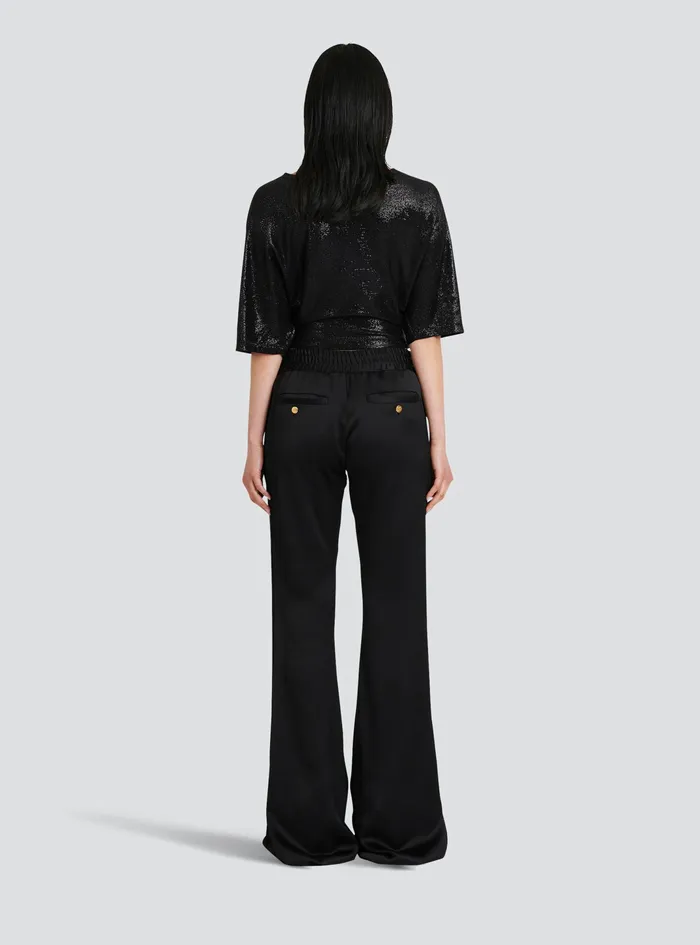 Balmain Trousers And Shorts Womens EcoDesigned Satiny Pants Black Balmain Trousers And Shorts Womens EcoDesigned Satiny Pants Black