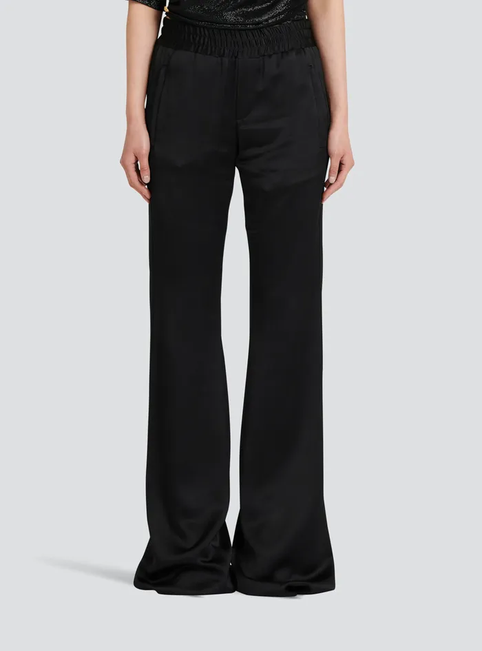 Balmain Trousers And Shorts Womens EcoDesigned Satiny Pants Black Balmain Trousers And Shorts Womens EcoDesigned Satiny Pants Black