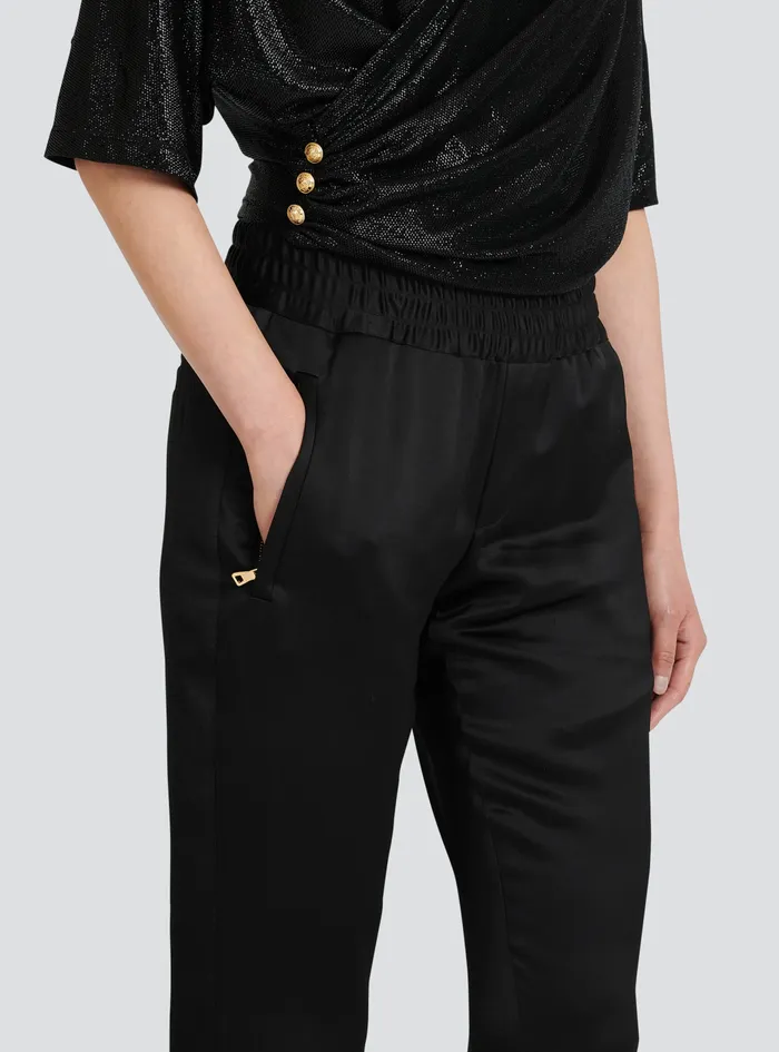 Balmain Trousers And Shorts Womens EcoDesigned Satiny Pants Black Balmain Trousers And Shorts Womens EcoDesigned Satiny Pants Black