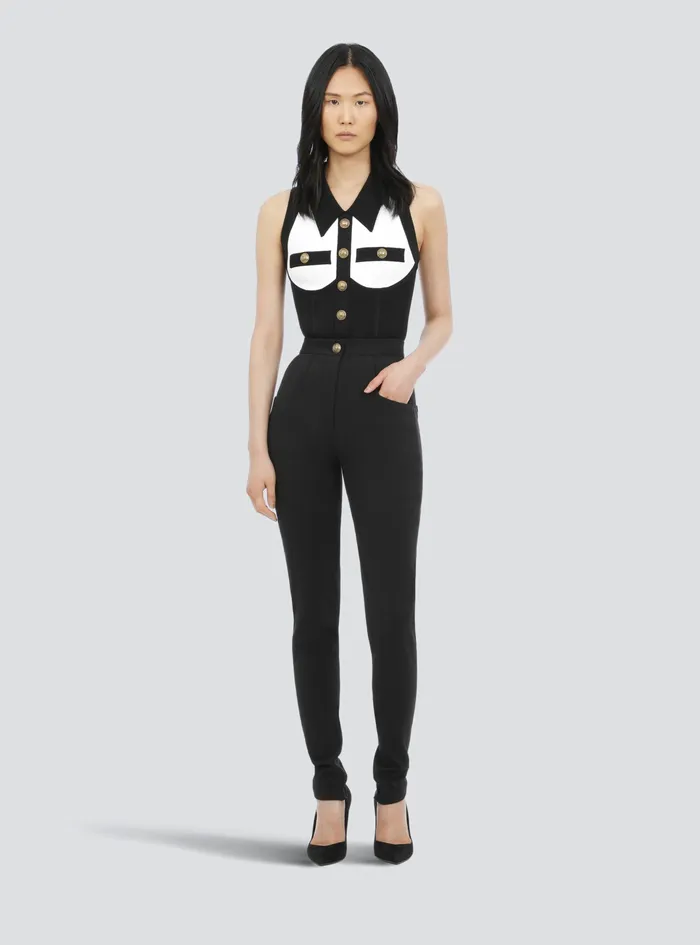 Balmain Trousers And Shorts Womens Skinny Cut Black Grain De Poudre Pants Black Balmain Trousers And Shorts Womens Skinny Cut Black Grain De Poudre Pants Black