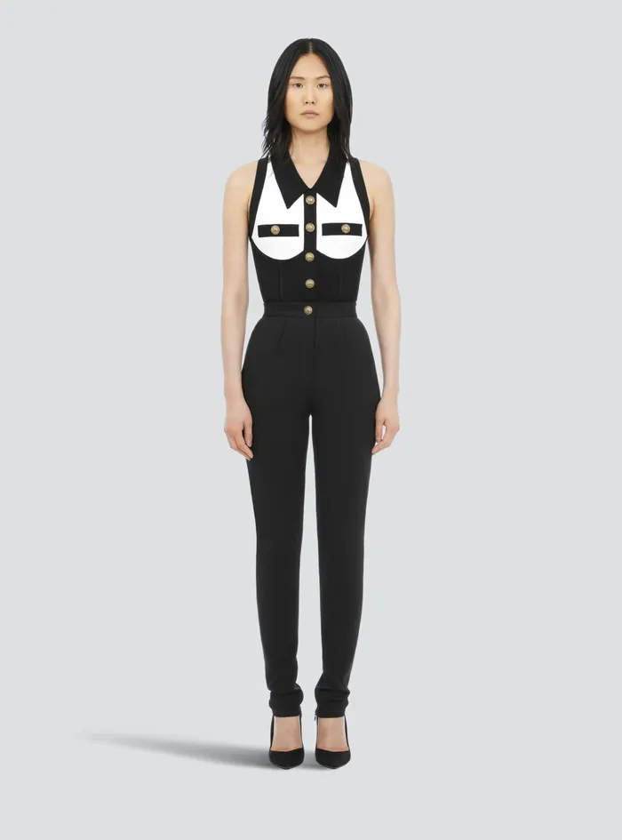 Balmain Trousers And Shorts Womens Skinny Cut Black Grain De Poudre Pants Black Balmain Trousers And Shorts Womens Skinny Cut Black Grain De Poudre Pants Black