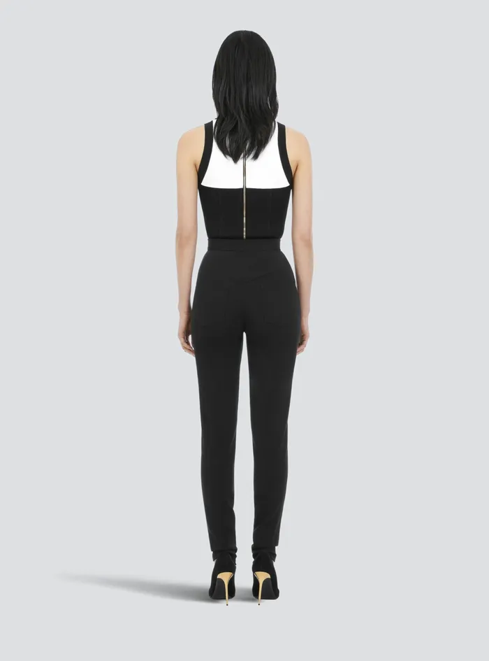Balmain Trousers And Shorts Womens Skinny Cut Black Grain De Poudre Pants Black Balmain Trousers And Shorts Womens Skinny Cut Black Grain De Poudre Pants Black