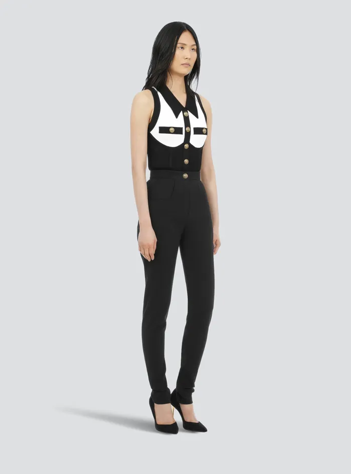 Balmain Trousers And Shorts Womens Skinny Cut Black Grain De Poudre Pants Black Balmain Trousers And Shorts Womens Skinny Cut Black Grain De Poudre Pants Black