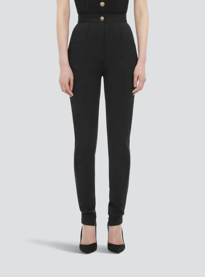 Balmain Trousers And Shorts Womens Skinny Cut Black Grain De Poudre Pants Black Balmain Trousers And Shorts Womens Skinny Cut Black Grain De Poudre Pants Black