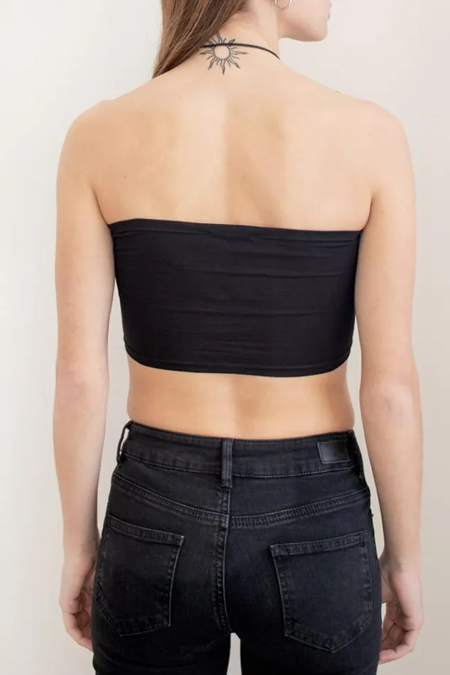 Bandeau Crop Top Women Subdued Tops