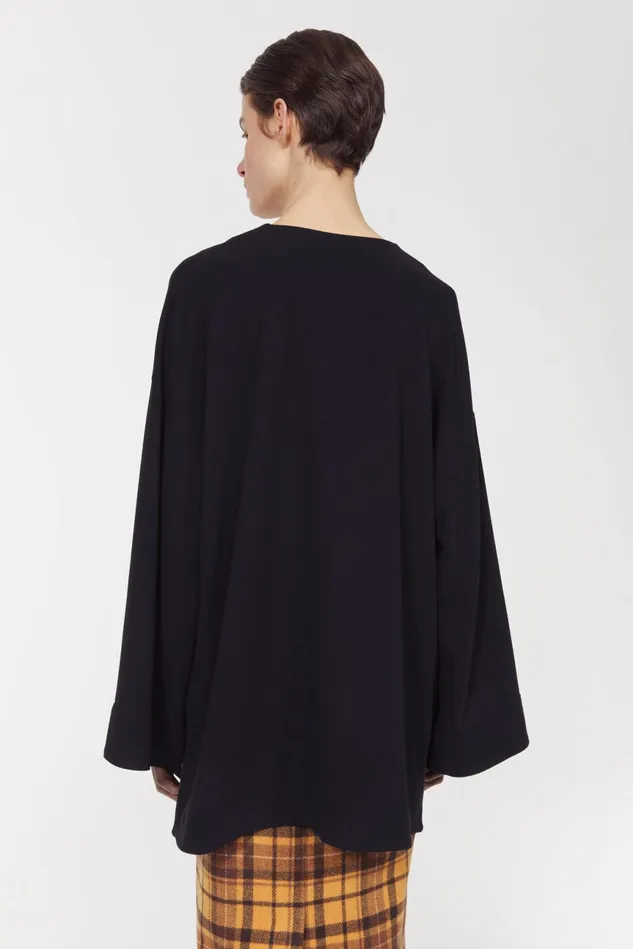 Beale Drape Top Black Women Rodebjer Shirts and Blouses