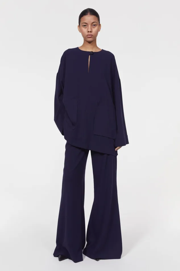 Beale Drape Top Midnight Blue Women Rodebjer Shirts and Blouses