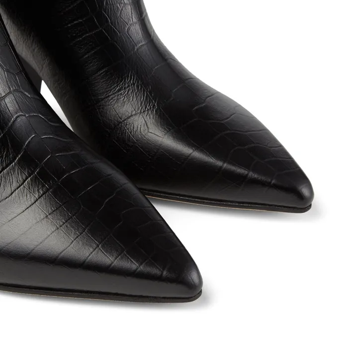 Bear 65 Black CrocEmbossed Leather And Suede Cowboy Boots Blackblack Women JIMMY CHOO Boots