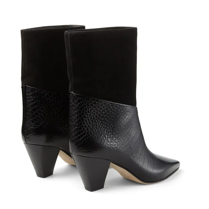 Bear 65 Black CrocEmbossed Leather And Suede Cowboy Boots Blackblack Women JIMMY CHOO Boots