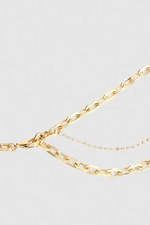 Belts Women Patrizia Pepe Brass Chain Belt Gold Crystal