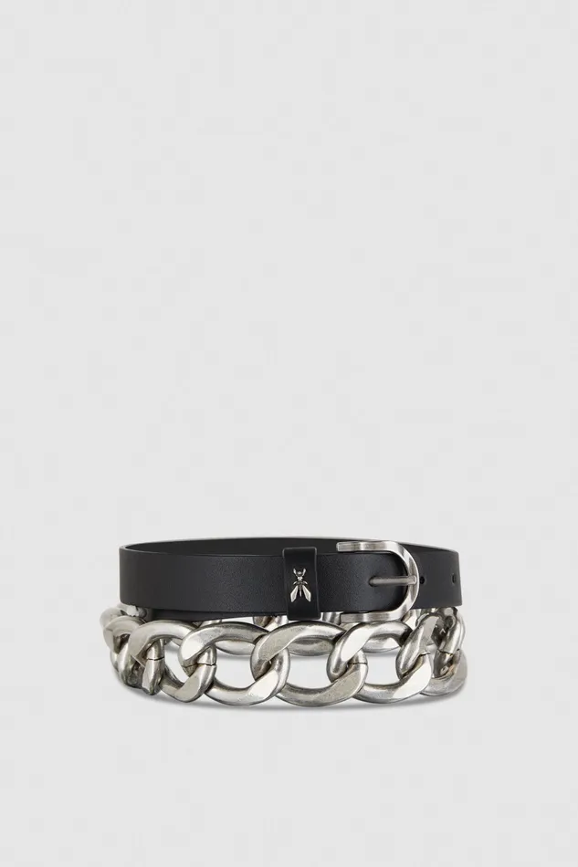 Belts Women Patrizia Pepe Golden Maxi Chain Belt Nerosilver