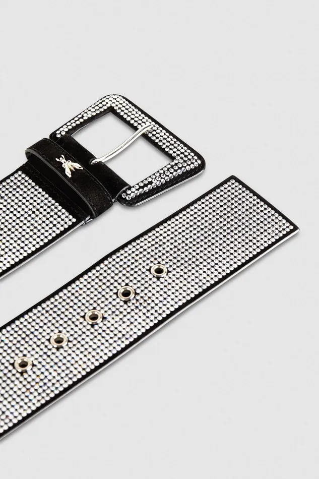 Belts Women Patrizia Pepe HighWaisted Belt With Rhinestones Blackcrystal