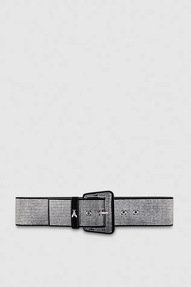 Belts Women Patrizia Pepe HighWaisted Belt With Rhinestones Blackcrystal