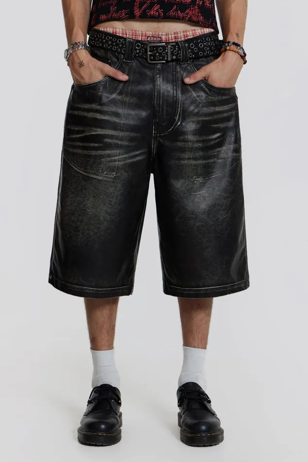 Bestsellers Men Jaded London Shop Ash Faux Leather Colossus Shorts