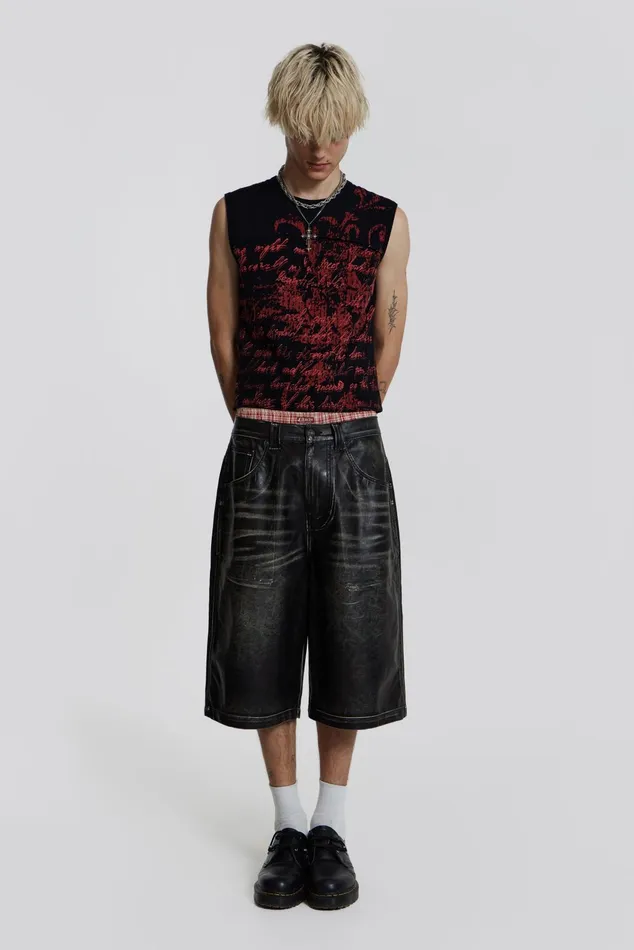 Bestsellers Men Jaded London Shop Ash Faux Leather Colossus Shorts