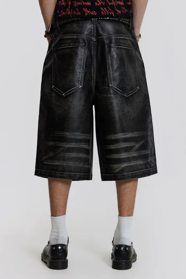 Bestsellers Men Jaded London Shop Ash Faux Leather Colossus Shorts