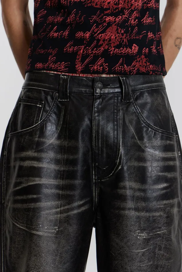 Bestsellers Men Jaded London Shop Ash Faux Leather Colossus Shorts