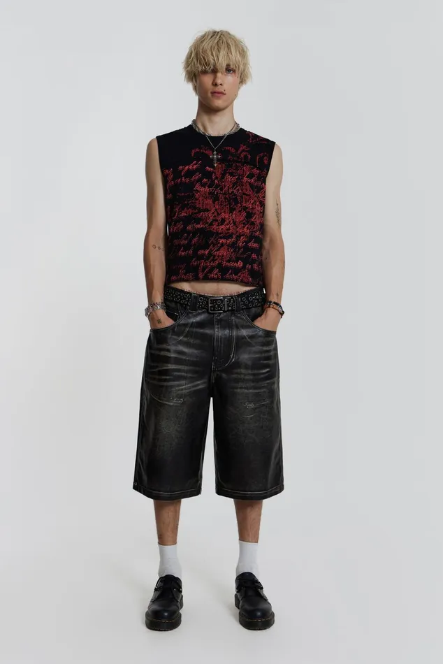 Bestsellers Men Jaded London Shop Ash Faux Leather Colossus Shorts