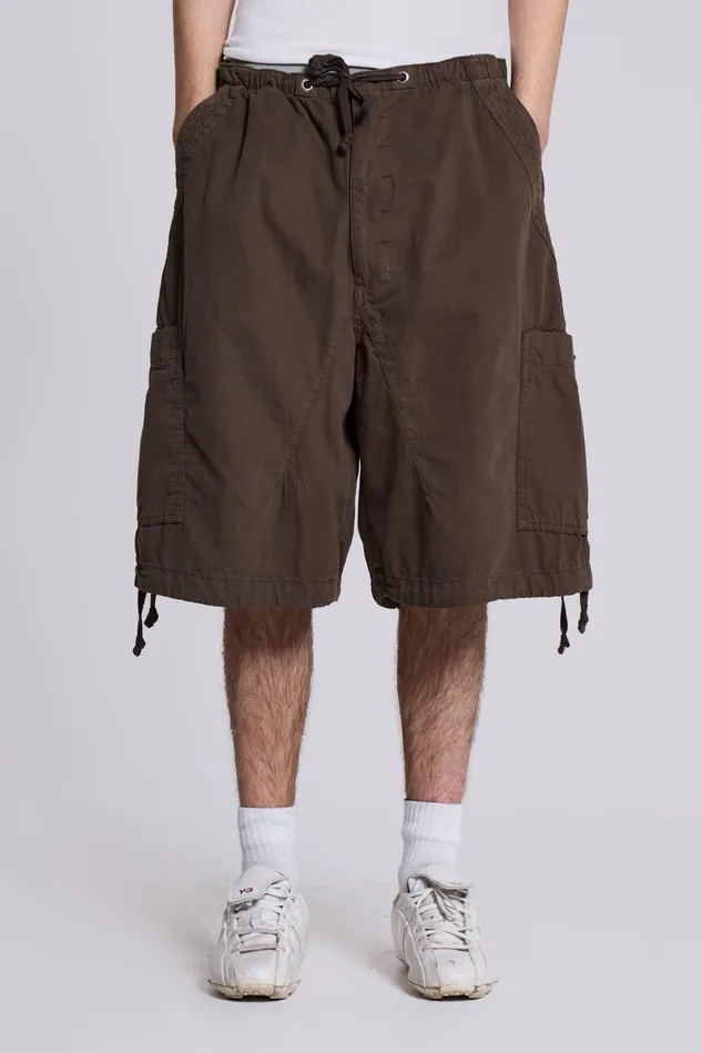 Bestsellers Men Jaded London Shop Brown Parachute Cargo Shorts