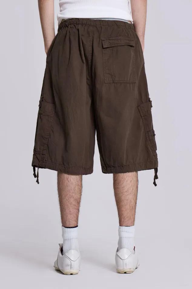 Bestsellers Men Jaded London Shop Brown Parachute Cargo Shorts