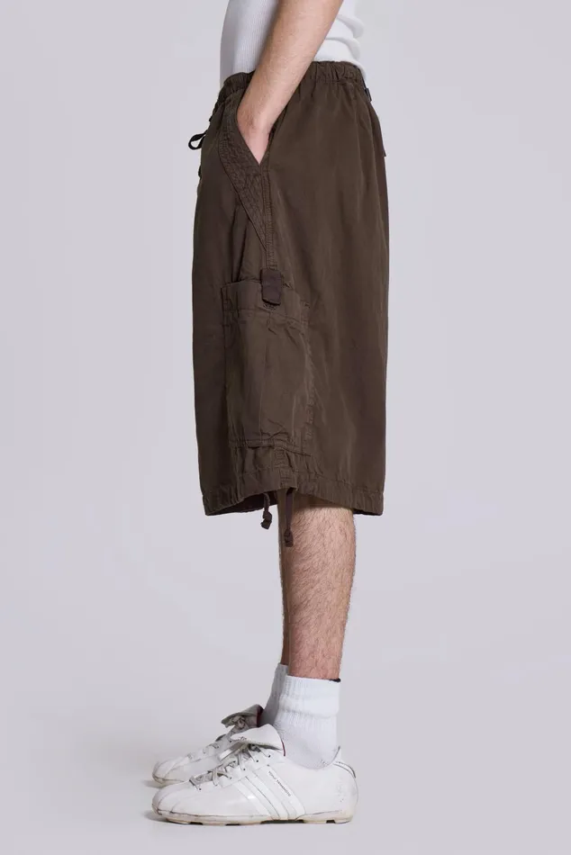 Bestsellers Men Jaded London Shop Brown Parachute Cargo Shorts