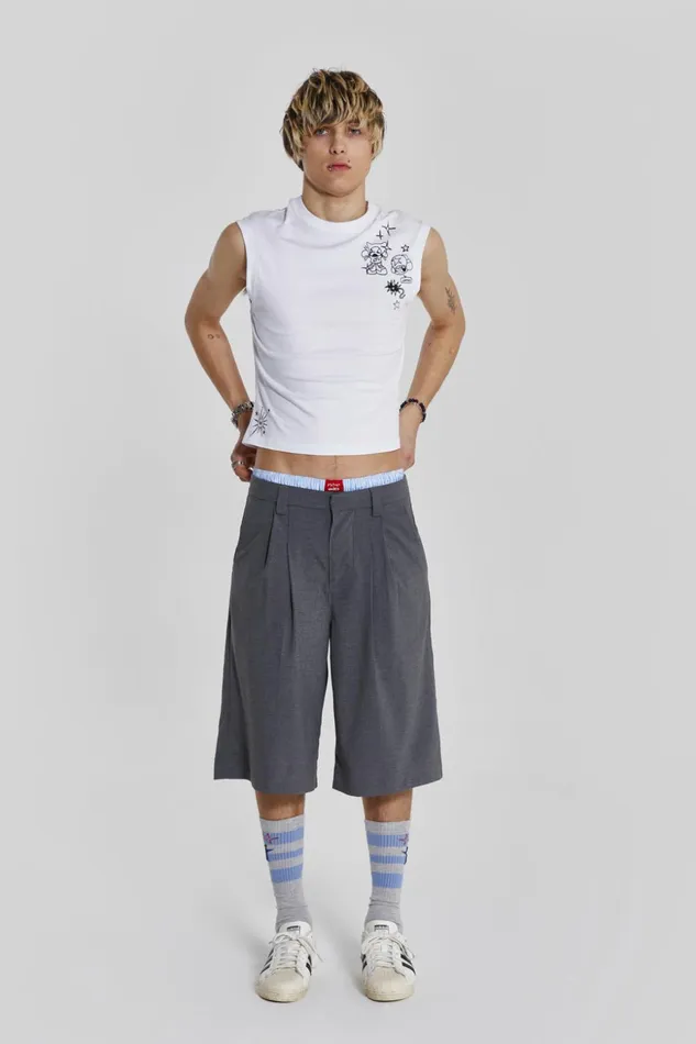 Bestsellers Men Jaded London Shop Grey Goliath Tailored Shorts