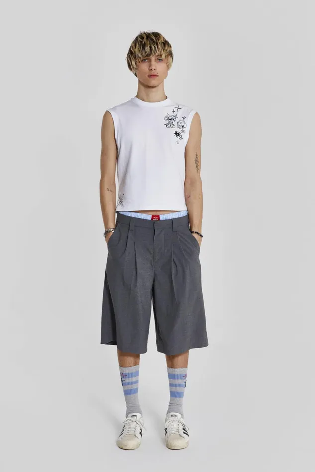 Bestsellers Men Jaded London Shop Grey Goliath Tailored Shorts