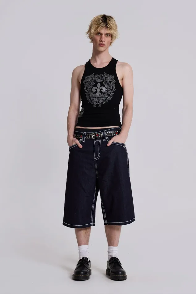 Bestsellers Men Jaded London Shop Rock Revival Black Fleur De Lis Vest