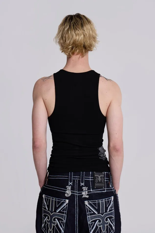 Bestsellers Men Jaded London Shop Rock Revival Black Fleur De Lis Vest