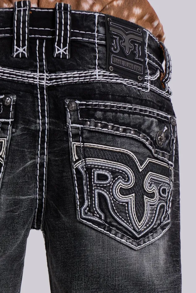 Bestsellers Men Jaded London Shop Rock Revival Washed Black Gwen Bootcut Jeans