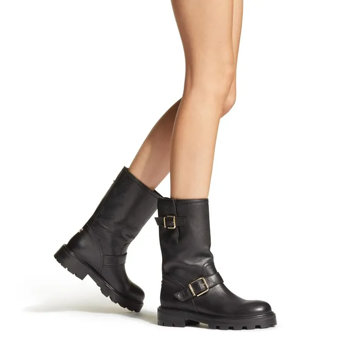 Biker Ii Black Smooth Leather Biker Boots Black Women JIMMY CHOO Boots