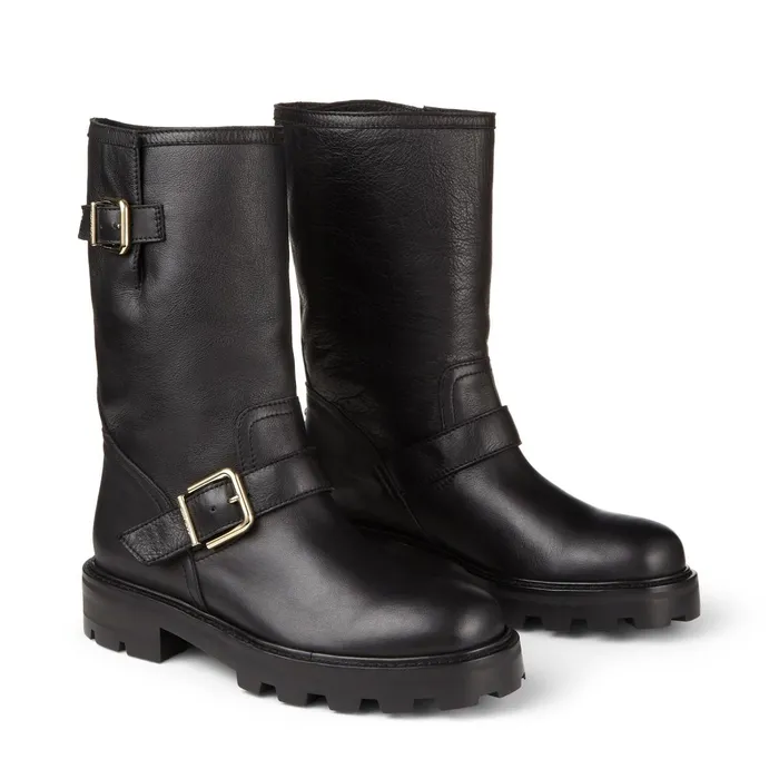 Biker Ii Black Smooth Leather Biker Boots Black Women JIMMY CHOO Boots